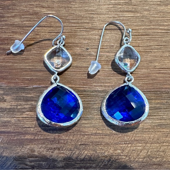 Silver Dangle Drop Crystal Earrings - Picture 3 of 6